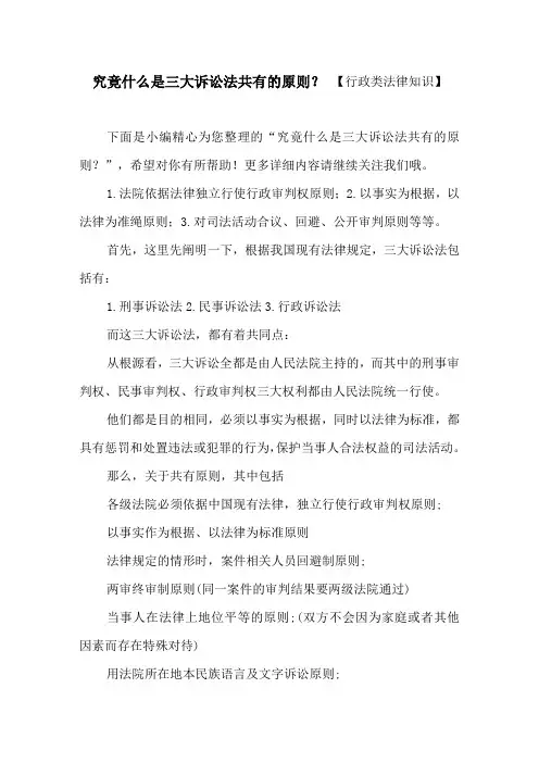究竟什么是三大诉讼法共有的原则？ 【行政类法律知识】