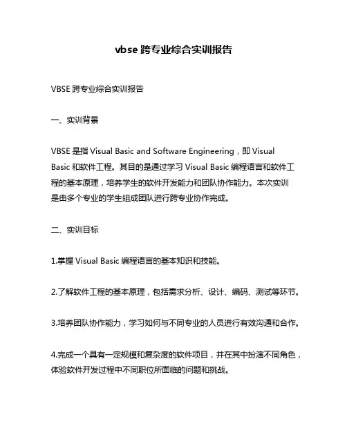 vbse跨专业综合实训报告