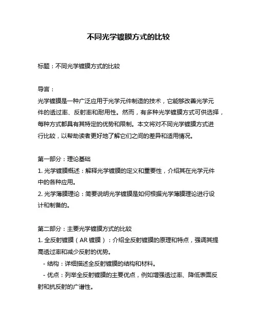 不同光学镀膜方式的比较
