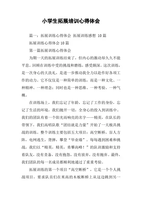 小学生拓展培训心得体会