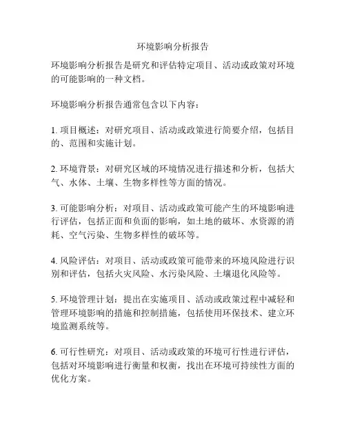 环境影响分析报告