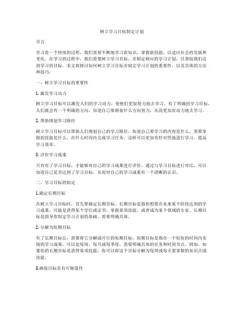 树立学习目标制定计划