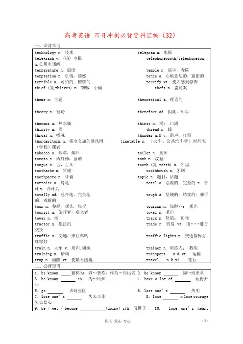 高考英语 百日冲刺必背资料汇编(32)