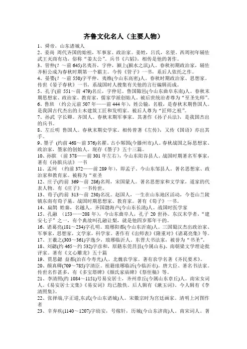 齐鲁文化名人
