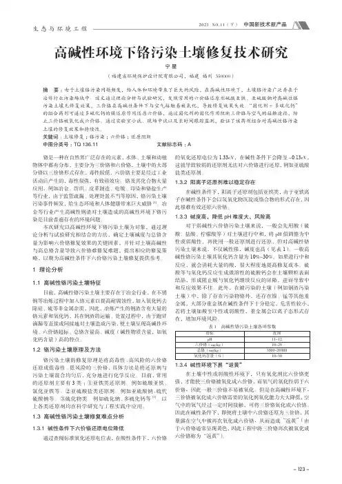 高碱性环境下铬污染土壤修复技术研究