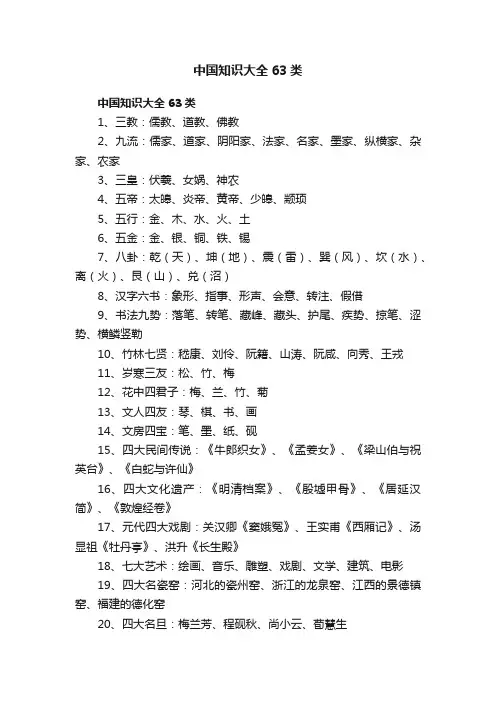 中国知识大全63类