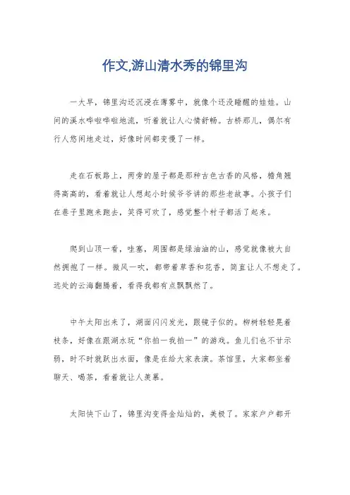 作文,游山清水秀的锦里沟