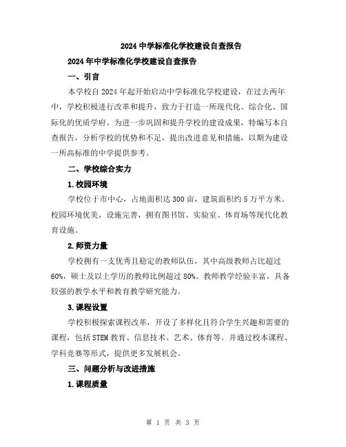 2024中学标准化学校建设自查报告