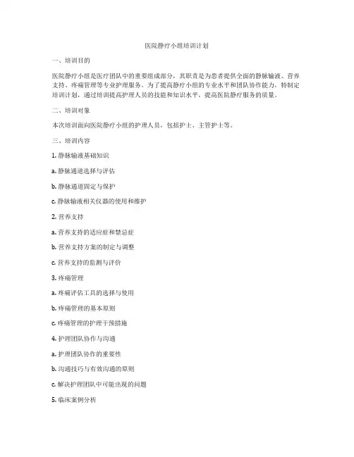 医院静疗小组培训计划