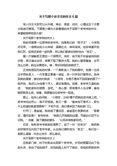 关于写那个老爷爷的作文5篇