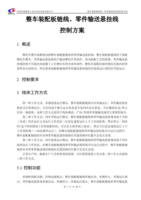 整车装配板链线、零件输送悬挂线控制方案