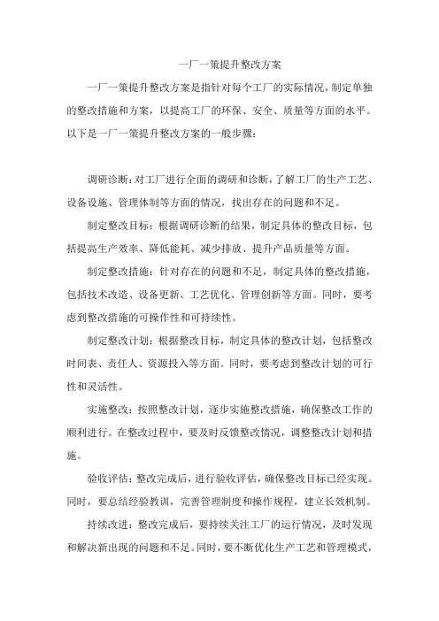 一厂一策提升整改方案