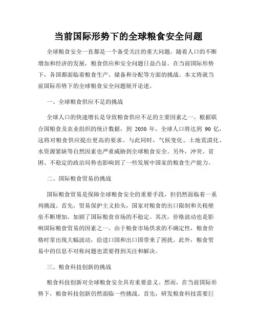 当前国际形势下的全球粮食安全问题