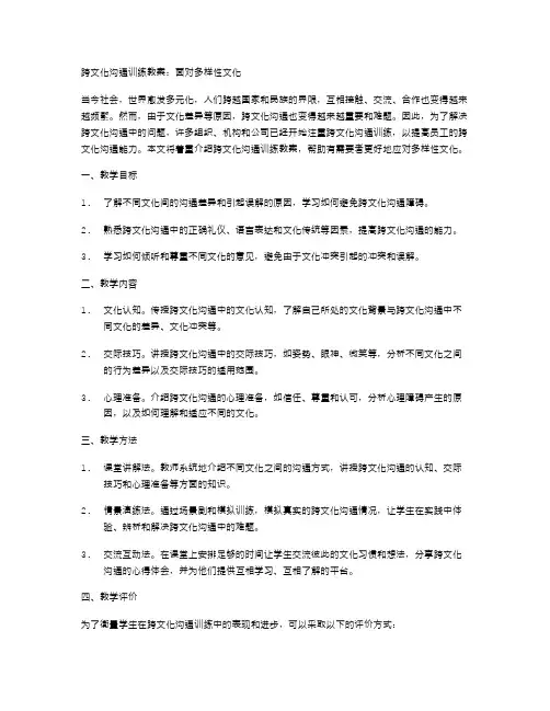 跨文化沟通训练教案：面对多样性文化