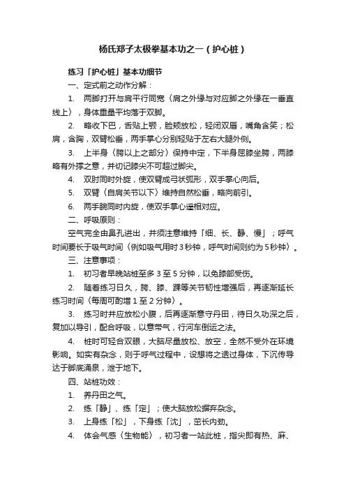 杨氏郑子太极拳基本功之一（护心桩）