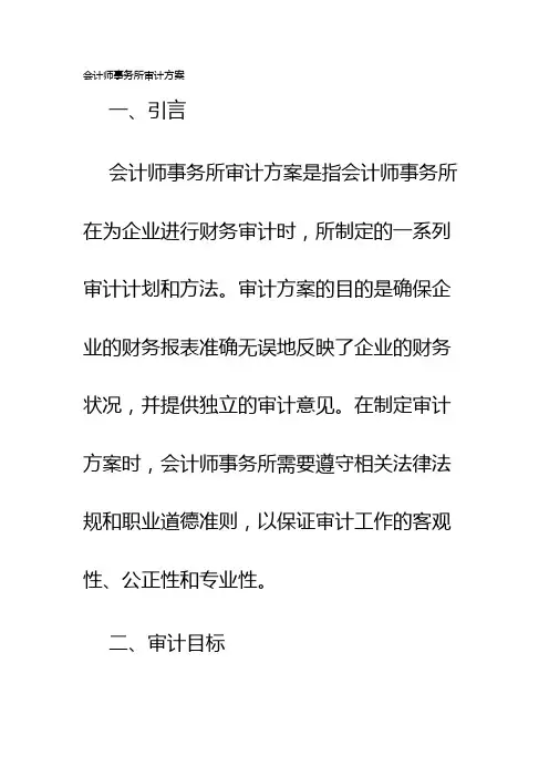 会计师事务所审计方案