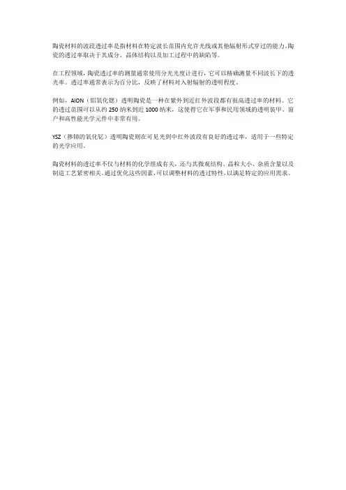 陶瓷波段透过率