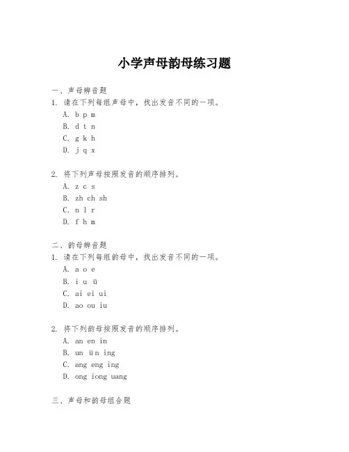 小学声母韵母练习题