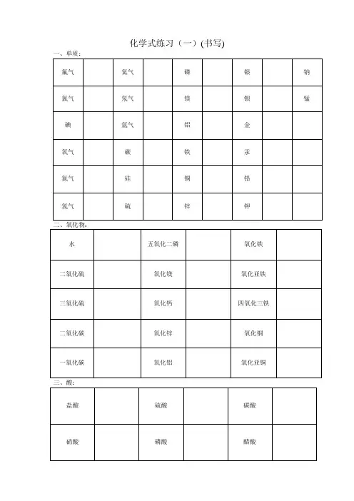 九年级化学式书写竞赛题