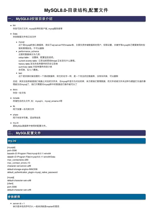 MySQL8.0-目录结构,配置文件
