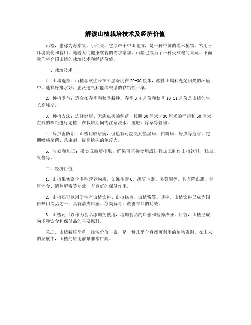 解读山楂栽培技术及经济价值