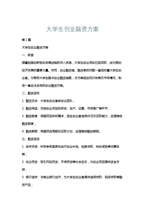 大学生创业融资方案
