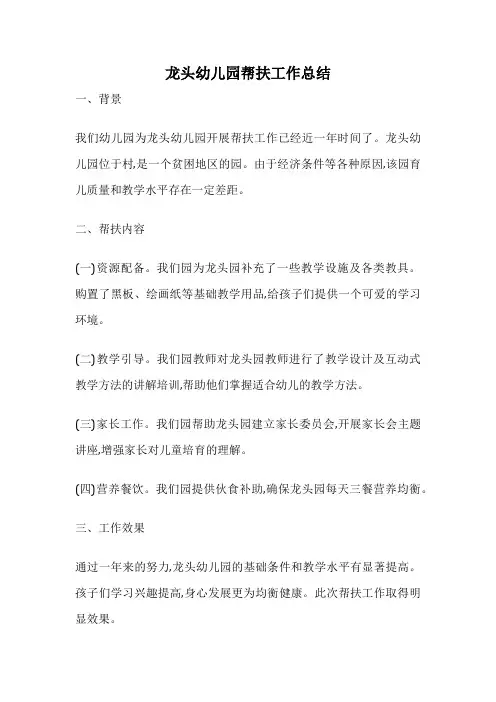 龙头幼儿园帮扶工作总结