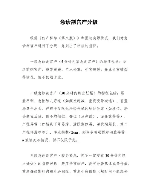 急诊剖宫产分级