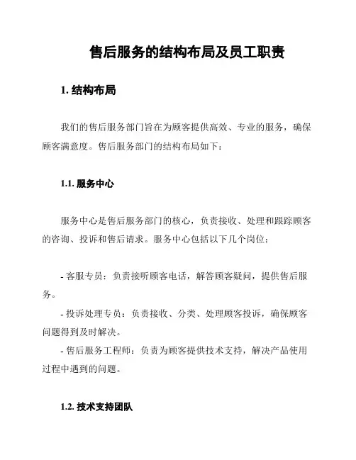 售后服务的结构布局及员工职责