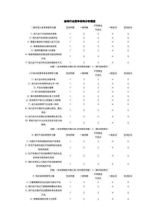 波特行业竞争结构分析模型