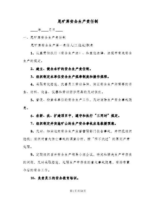 尾矿库安全生产责任制(五篇)