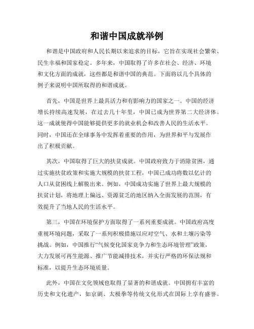 和谐中国成就举例
