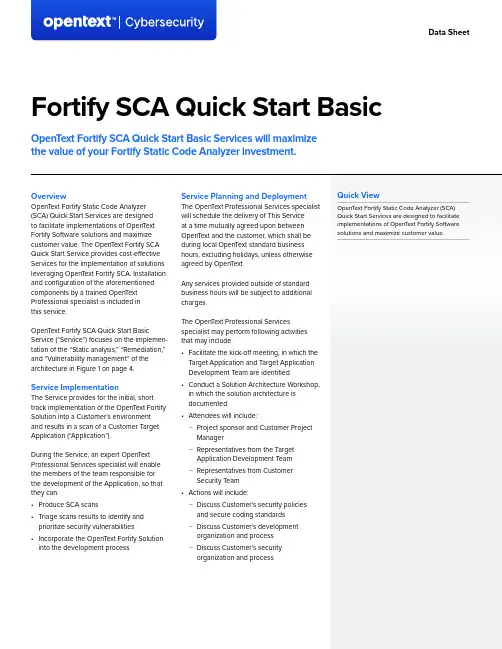 OpenText Fortify SCA Quick Start Basic服务介绍说明书
