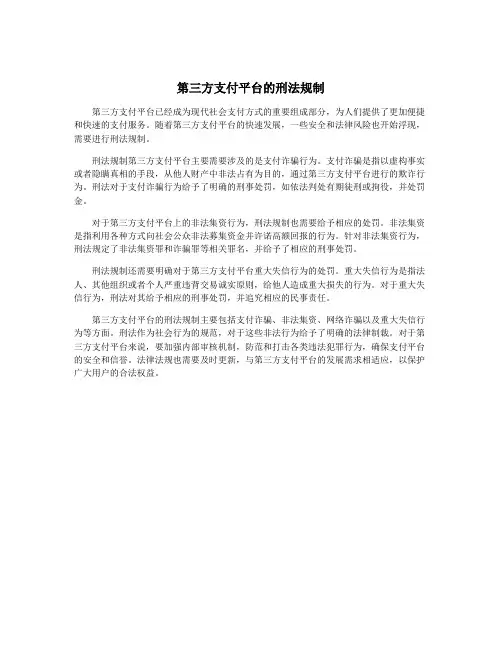 第三方支付平台的刑法规制