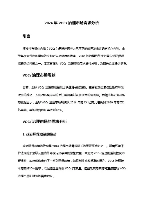 2024年VOCs治理市场需求分析