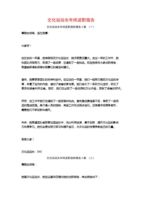 文化站站长年终述职报告3篇