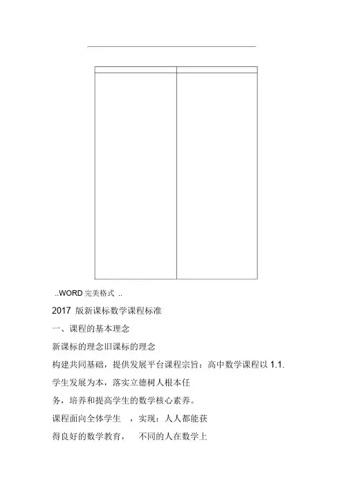 新高中数学新课程标准2018年版