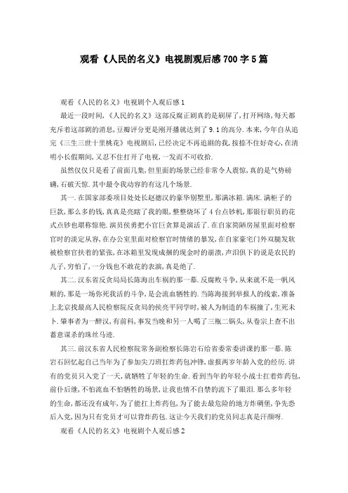 观看《人民的名义》电视剧观后感700字5篇