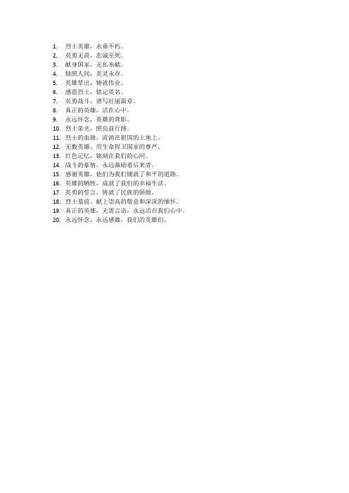 向烈士英雄致敬短句
