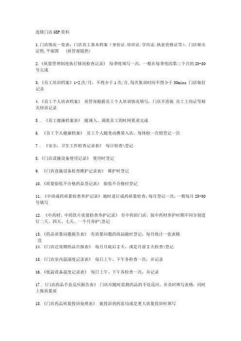 连锁门店GSP资料