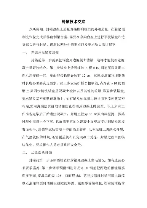 封锚技术交底【呕心沥血整理版】