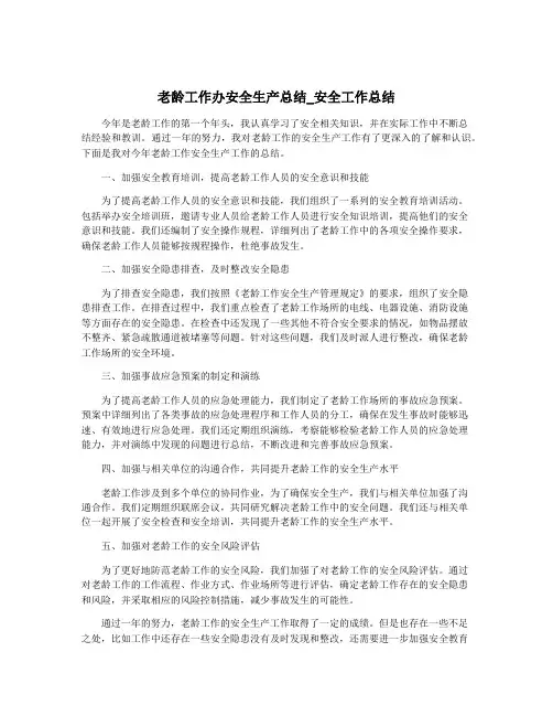 老龄工作办安全生产总结_安全工作总结