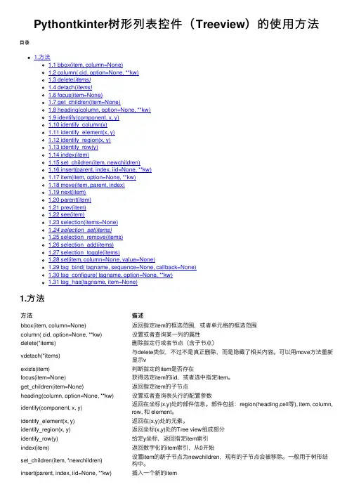 Pythontkinter树形列表控件（Treeview）的使用方法