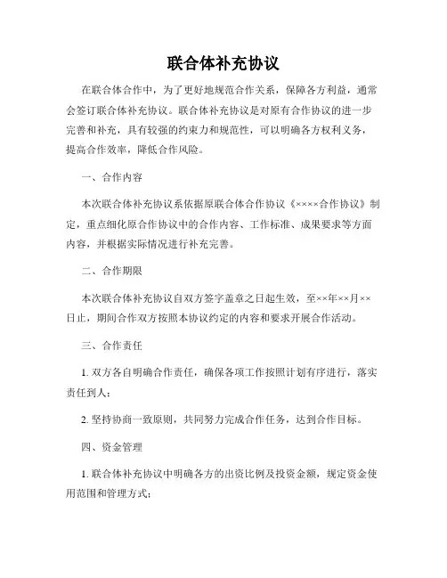 联合体补充协议
