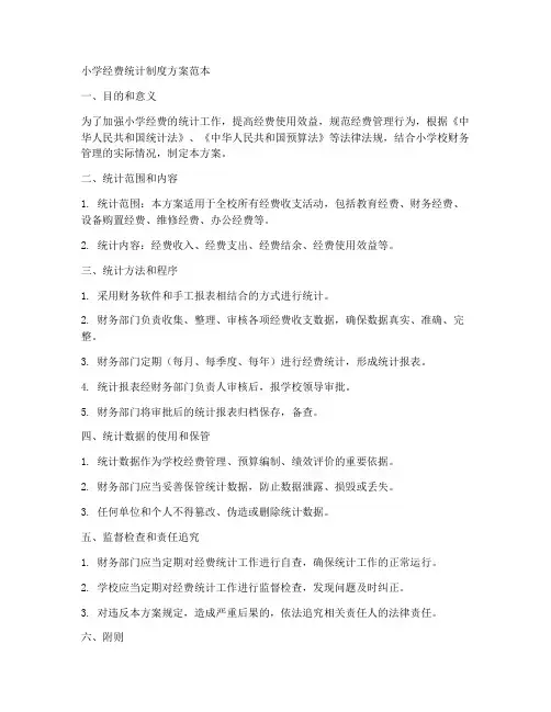 小学经费统计制度方案范本