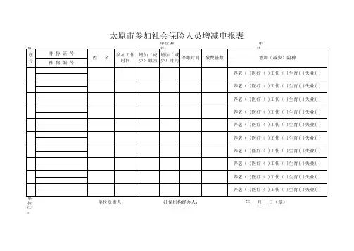 太原市参加社会保险人员增减申报表