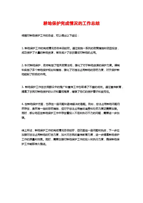耕地保护完成情况的工作总结