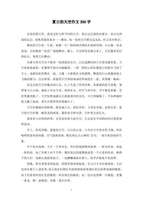 夏日的天空作文300字