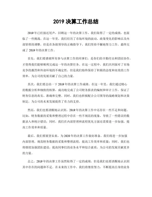 2019决算工作总结