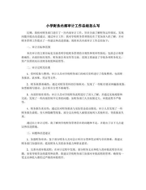小学财务内部审计工作总结怎么写